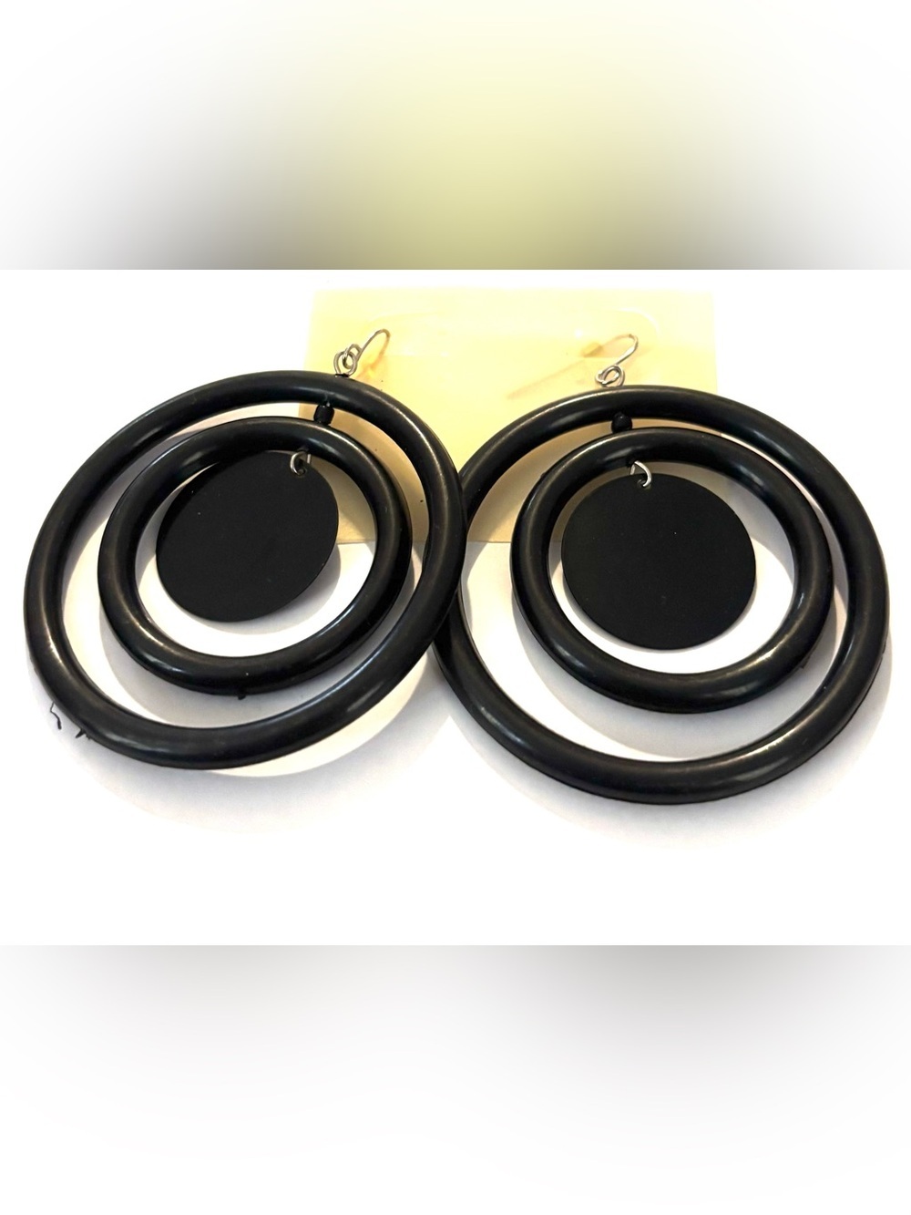 Fashion Jewelry Black Triple Hoop Dangle Earrings